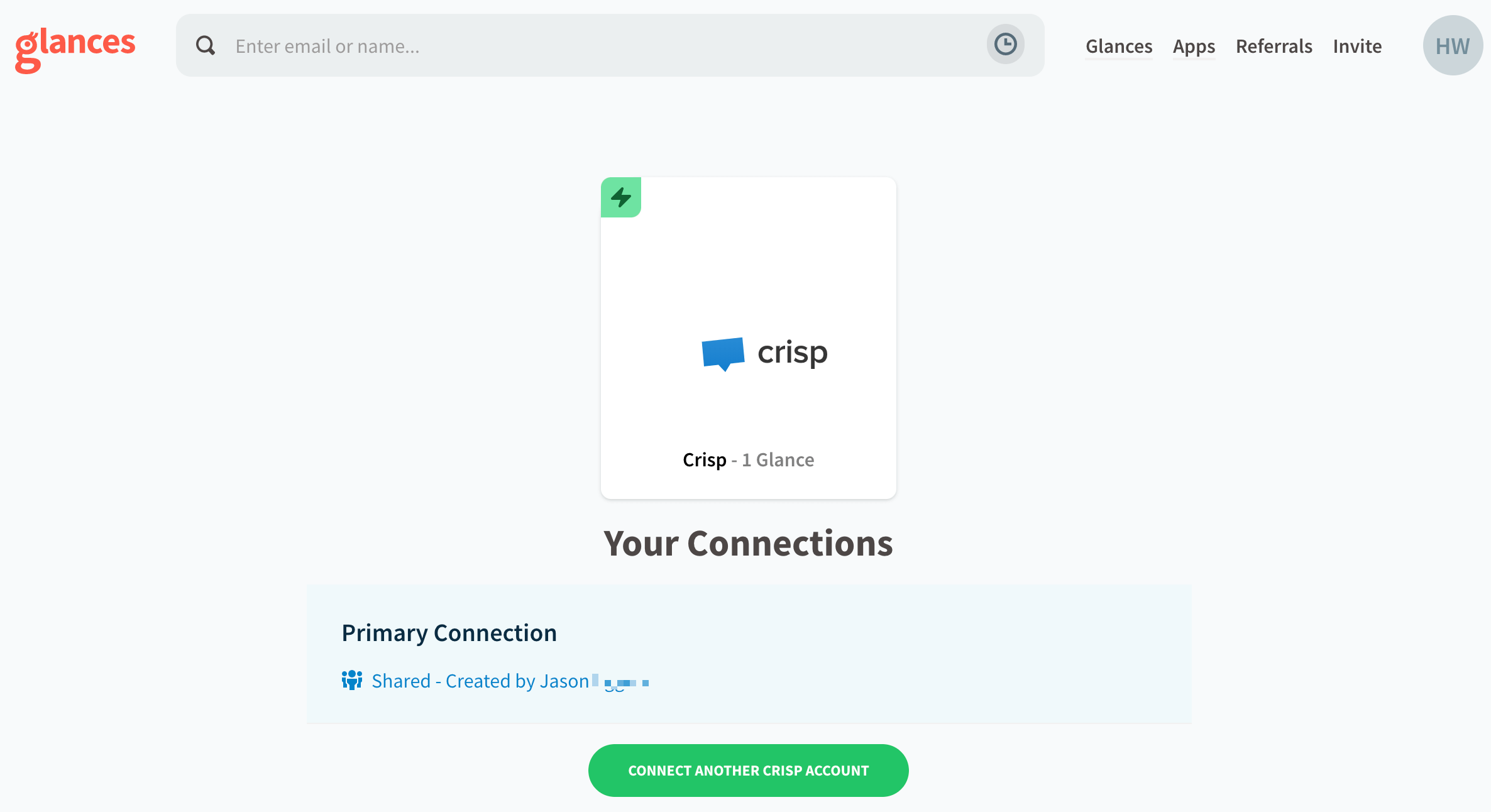 Connect another account to Glances Connect another account to Glances