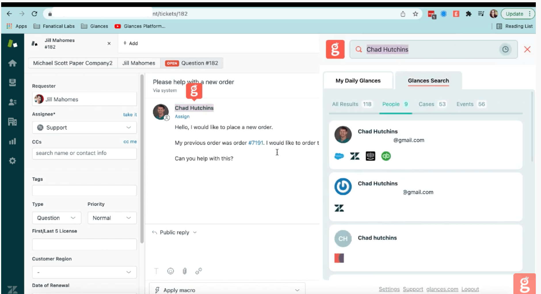 Screenshot of highlighting text within Zendesk